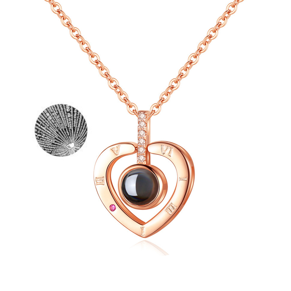 Personalised 100 Languages Projection Necklace Engraved  " I LOVE YOU" Heart Necklace Gifts For Her-Jessemade AU