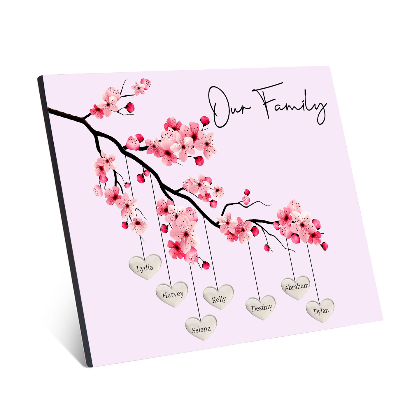 Personalised Plum Blossom Family Tree Picture Board Keepsake Wood Signs Photo Frame Engrave 7 Names-Jessemade AU