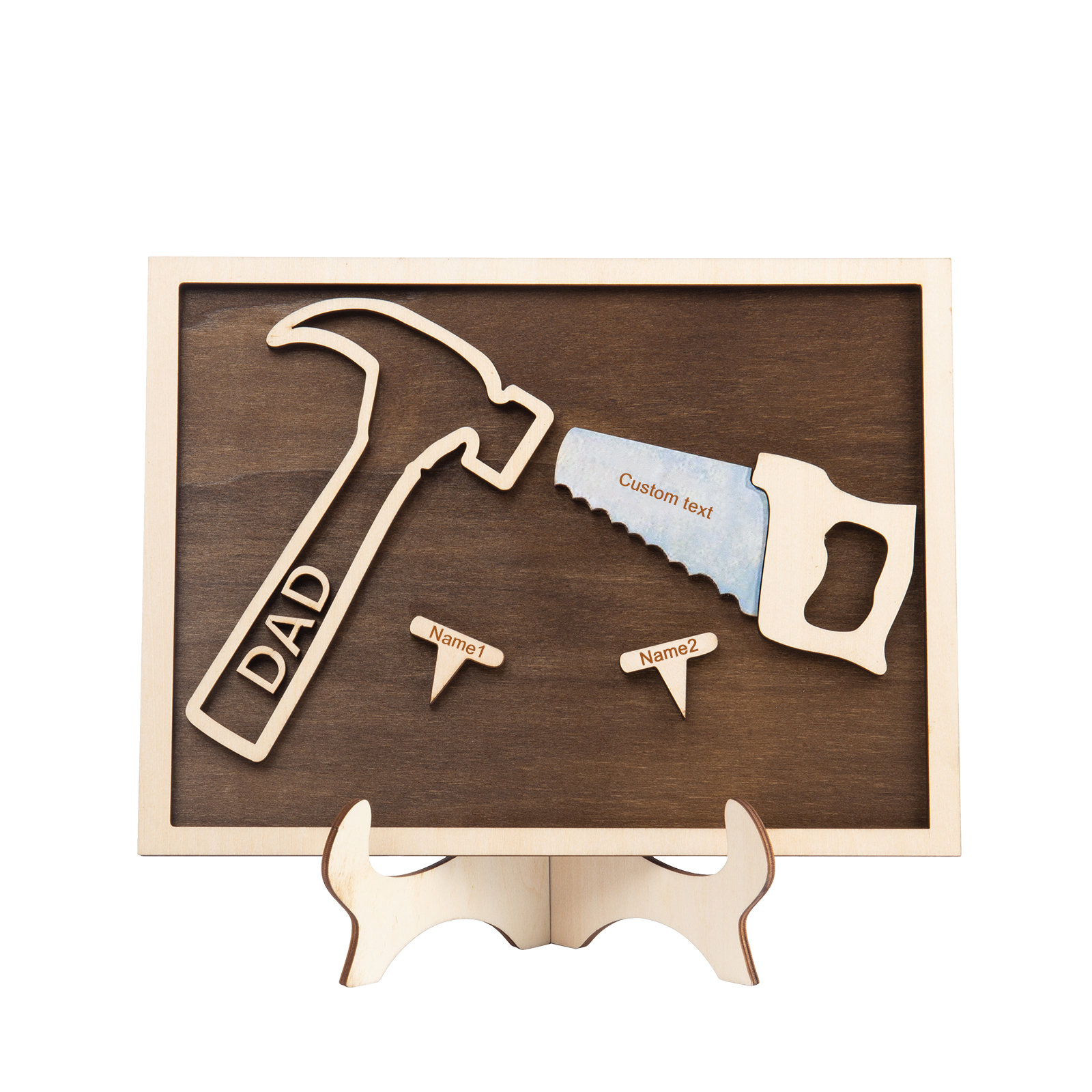 Dad Tool Set Wood Signs Custom 2 Names Father’s Day Handyman Construction Dad Sign-Jessemade AU