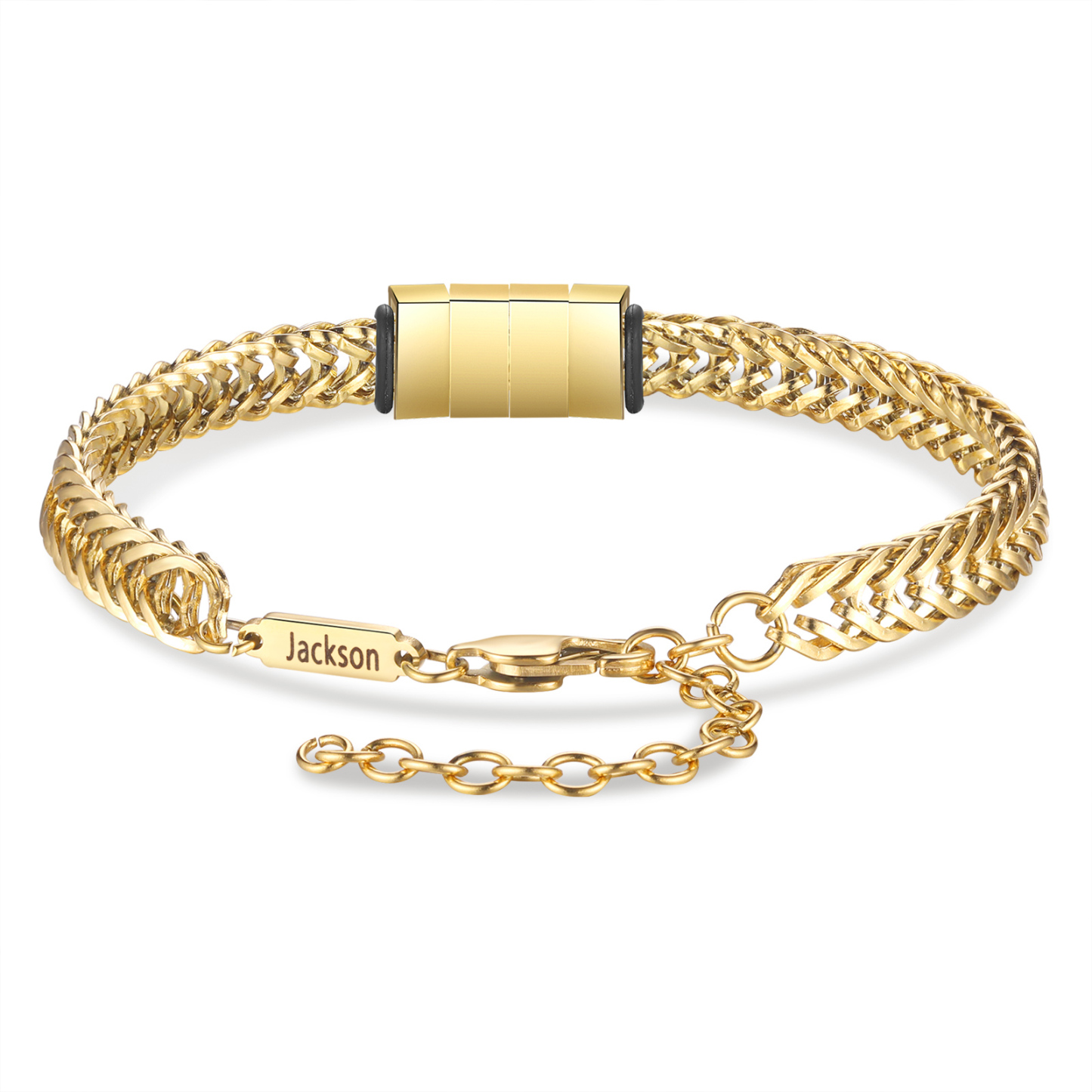 Personalised Men's Beaded Bracelet Custom 5 Names Adjustable Bracelets Stainless Steel Gifts for Him-Jessemade AU