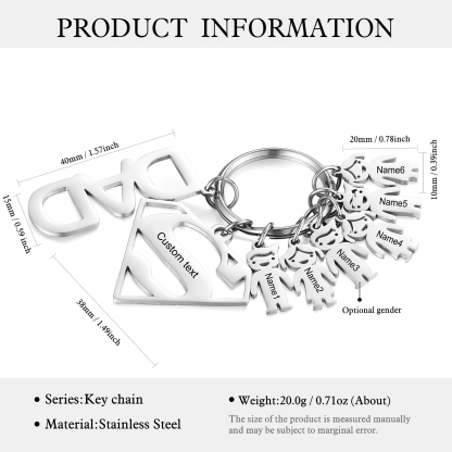 Personalised 6 Kid Charm Keychain with Superman Sign Keyring for Dad-Jessemade AU