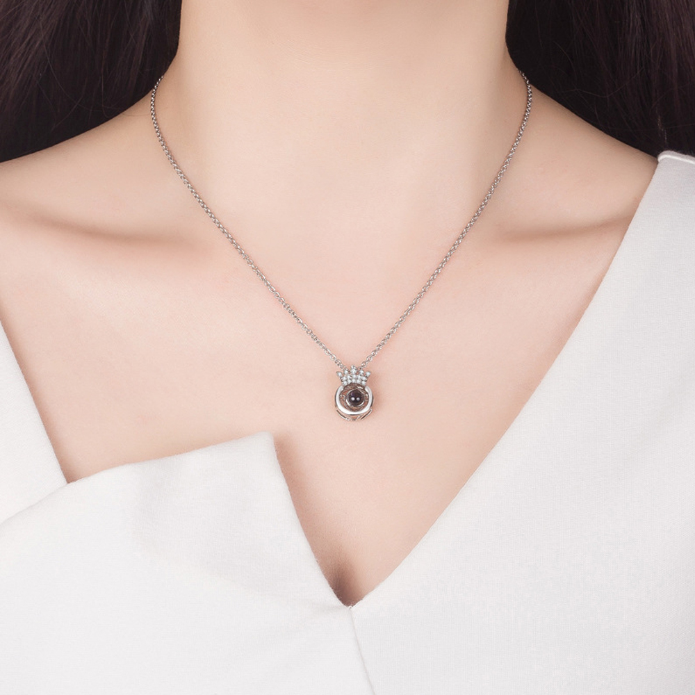 Personalised 100 Languages Projection Necklace Engraved  " I LOVE YOU" Heart Necklace Gifts For Her-Jessemade AU