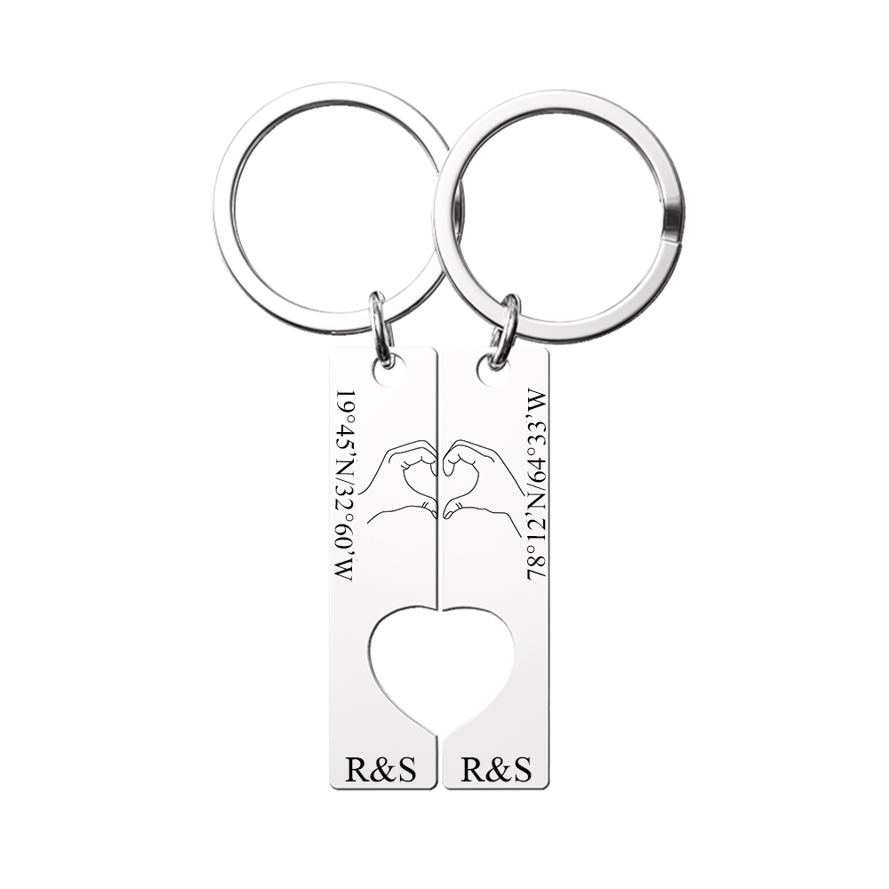 Personalised Couple Keychain Set Customised Letters & Text Matching Keyring Valentine's Day Gift for Couples-Jessemade AU