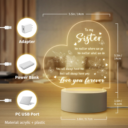 To My Sister - Love You Forever Night Light LED Lamp Bedroom Decoration For Sister-Jessemade AU