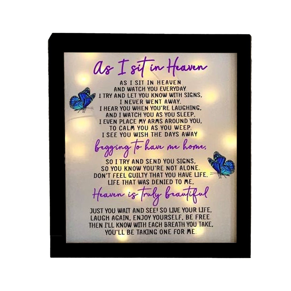 Butterfly Frame As I Sit In Heaven Lighted Shadow Box Memorial Gifts-Jessemade AU