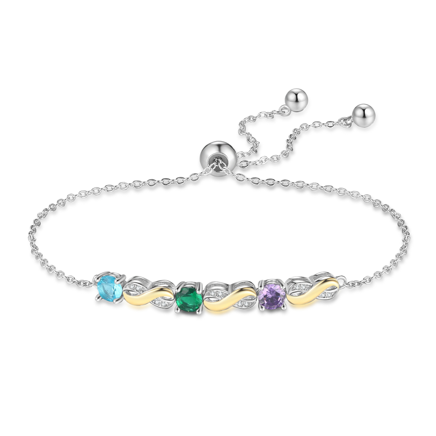 Mother & Family Bracelet with Birthstones Engrave 3 Names Infinity Bracelet Gifts for Mum-Jessemade AU