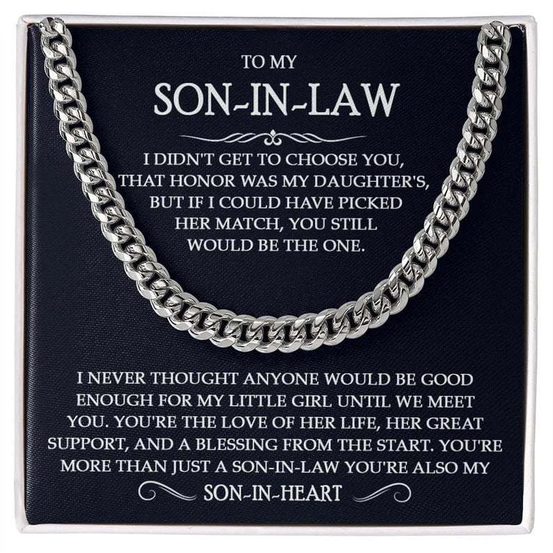 To My Son-In-Law Necklace Cuban Link Chain Necklace Gift Set - You're More Than Just A Son-In-Law, You're Also My Son-In-Heart-Jessemade AU