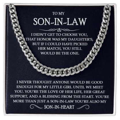 To My Son-In-Law Necklace Cuban Link Chain Necklace Gift Set - You're More Than Just A Son-In-Law, You're Also My Son-In-Heart-Jessemade AU