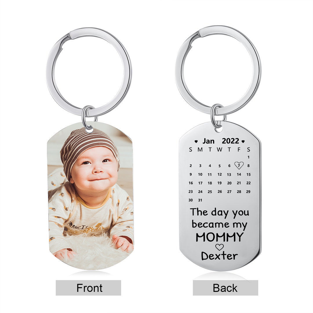 Personalised Calendar Keychain Custom Photo & Name Keychain Gifts For Daddy/Mommy/Mummy-Jessemade AU