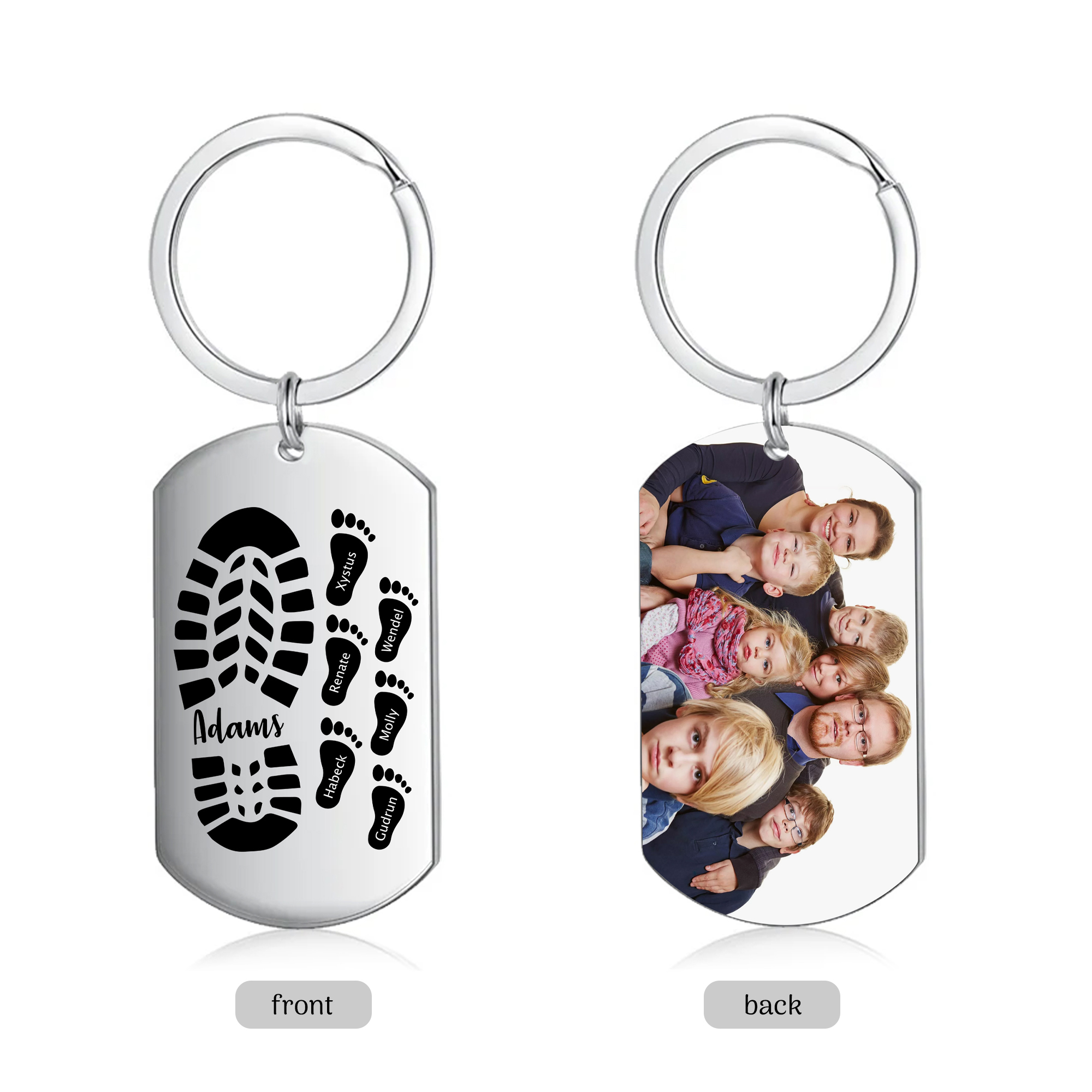 Personalised 7 Names & 1 Photo Keychain Custom Dad Shoe Baby Foot Keychain Father's Day Gifts-Jessemade AU