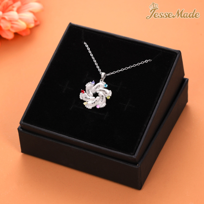 Personalised Baby Feet Necklace With 6 Birthstones Engraved Names Gift For Mother-Jessemade AU