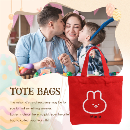 Personalised Bunny Tote Bag Customised with Name Bunny Handbag Easter Gifts-Jessemade AU