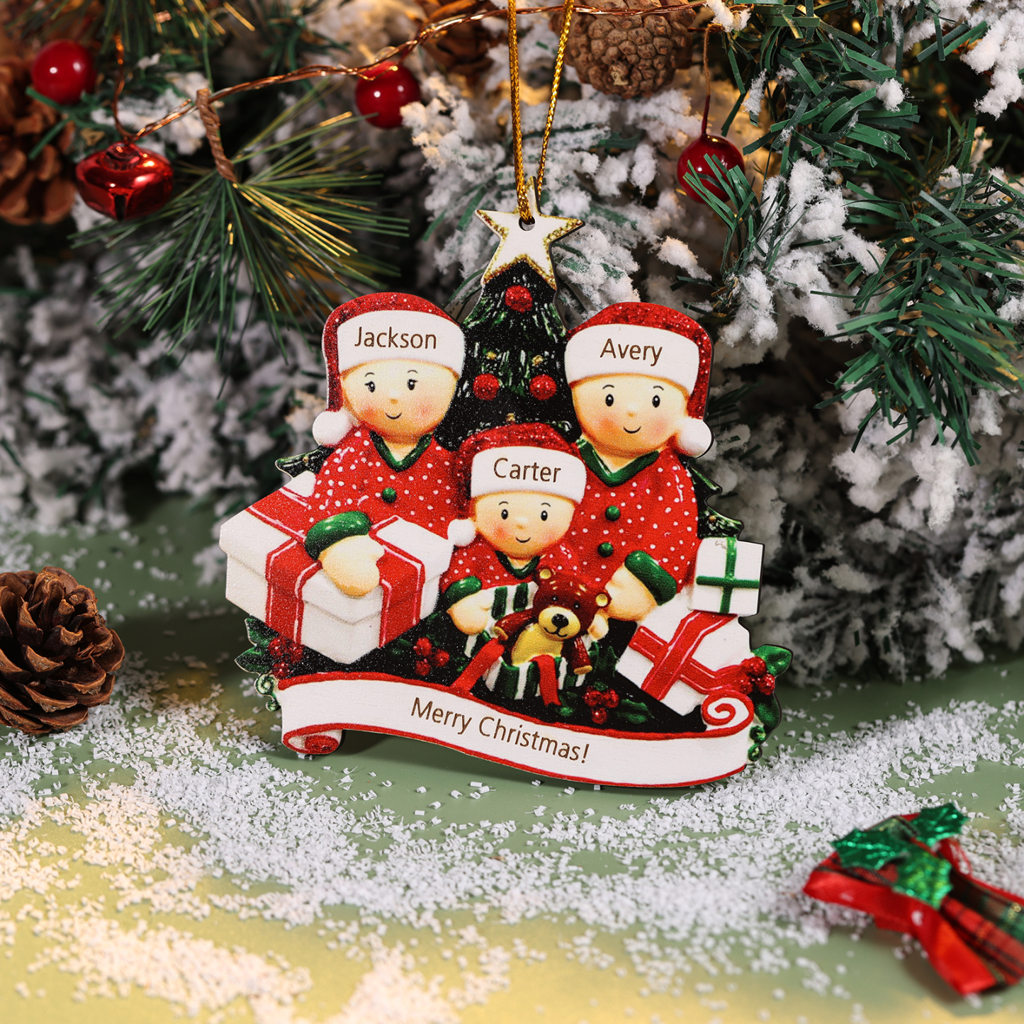 Personalised Christmas Tree Ornament Custom 3 Family Members Names Ornament-Jessemade AU