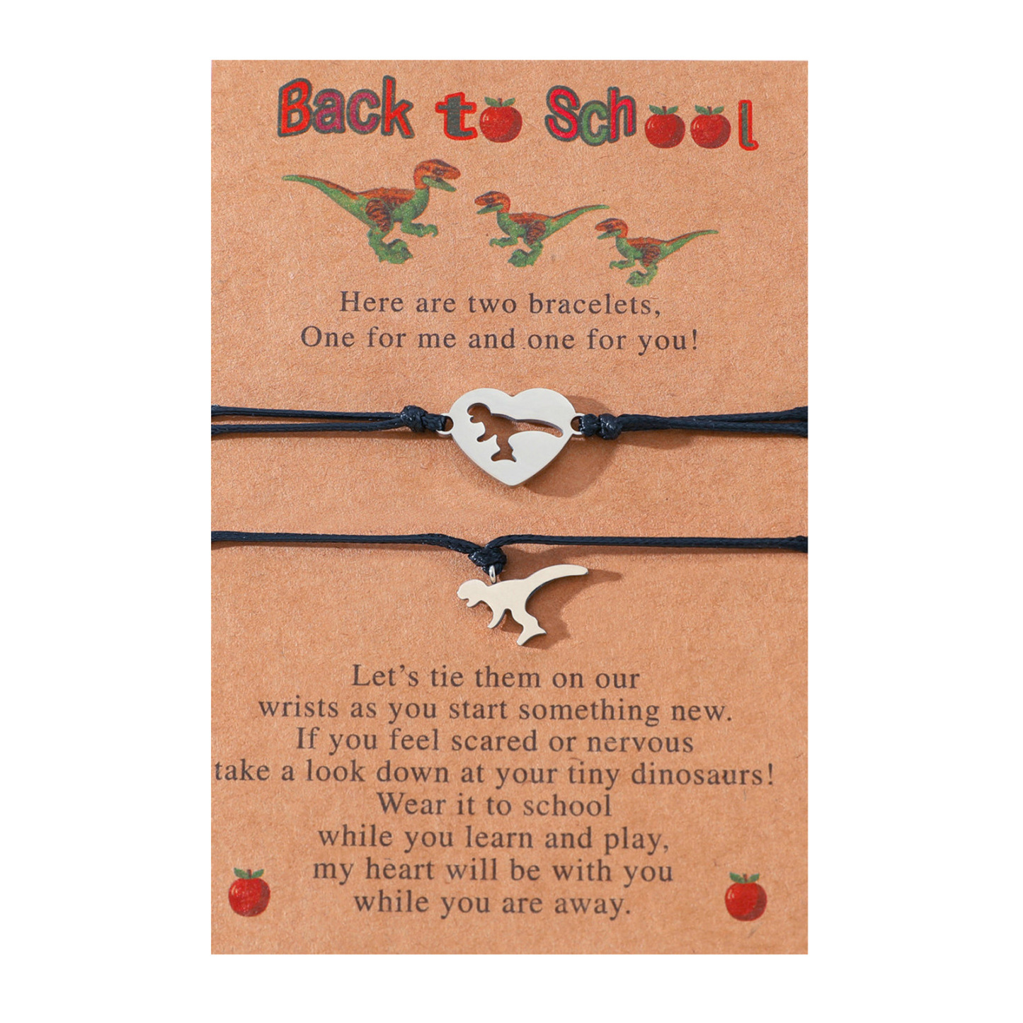 Back to School Matching Wish Dinosaur Bracelets Set for Women Teen Girls Boys-Jessemade AU