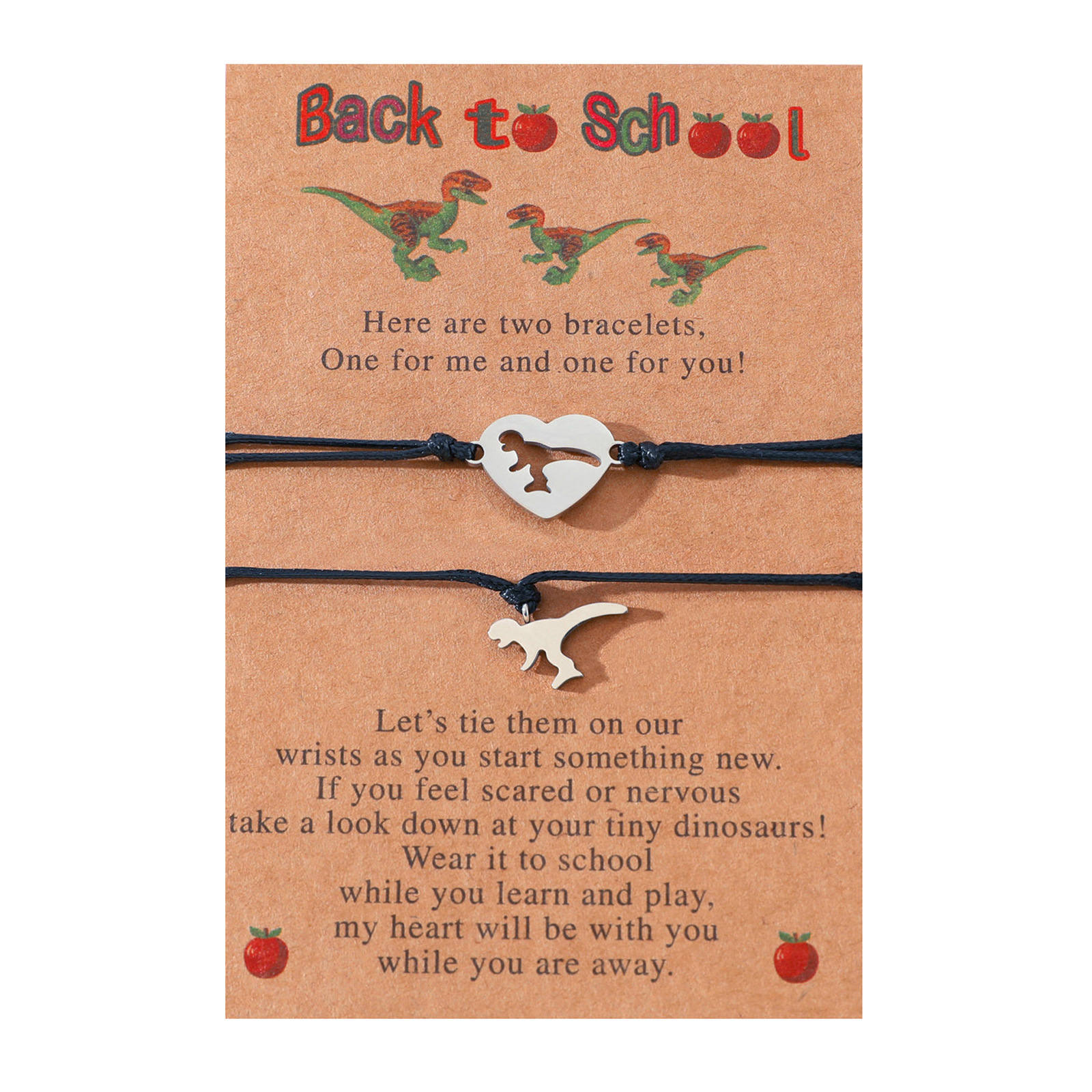 Back to School Matching Wish Dinosaur Bracelets Set for Women Teen Girls Boys-Jessemade AU