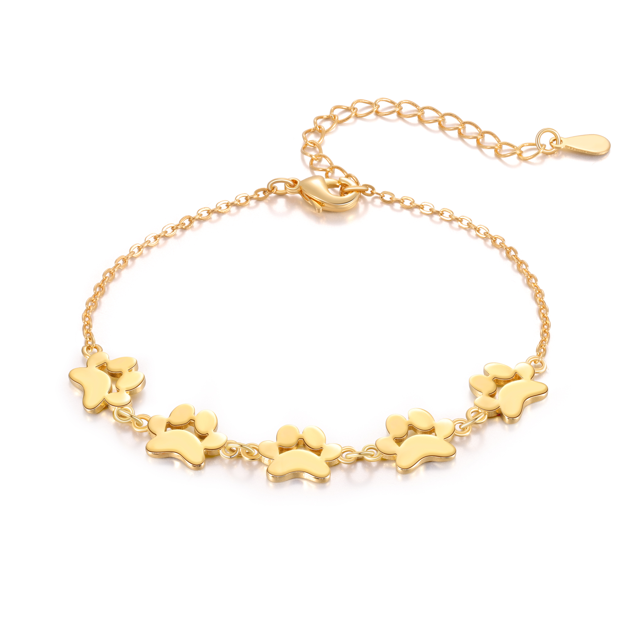 Pet Paw Custom 5 Names Bracelet Gold Adjustable Bracelet Dog Cat Paw Personalised Birthday Gift for Her-Jessemade AU