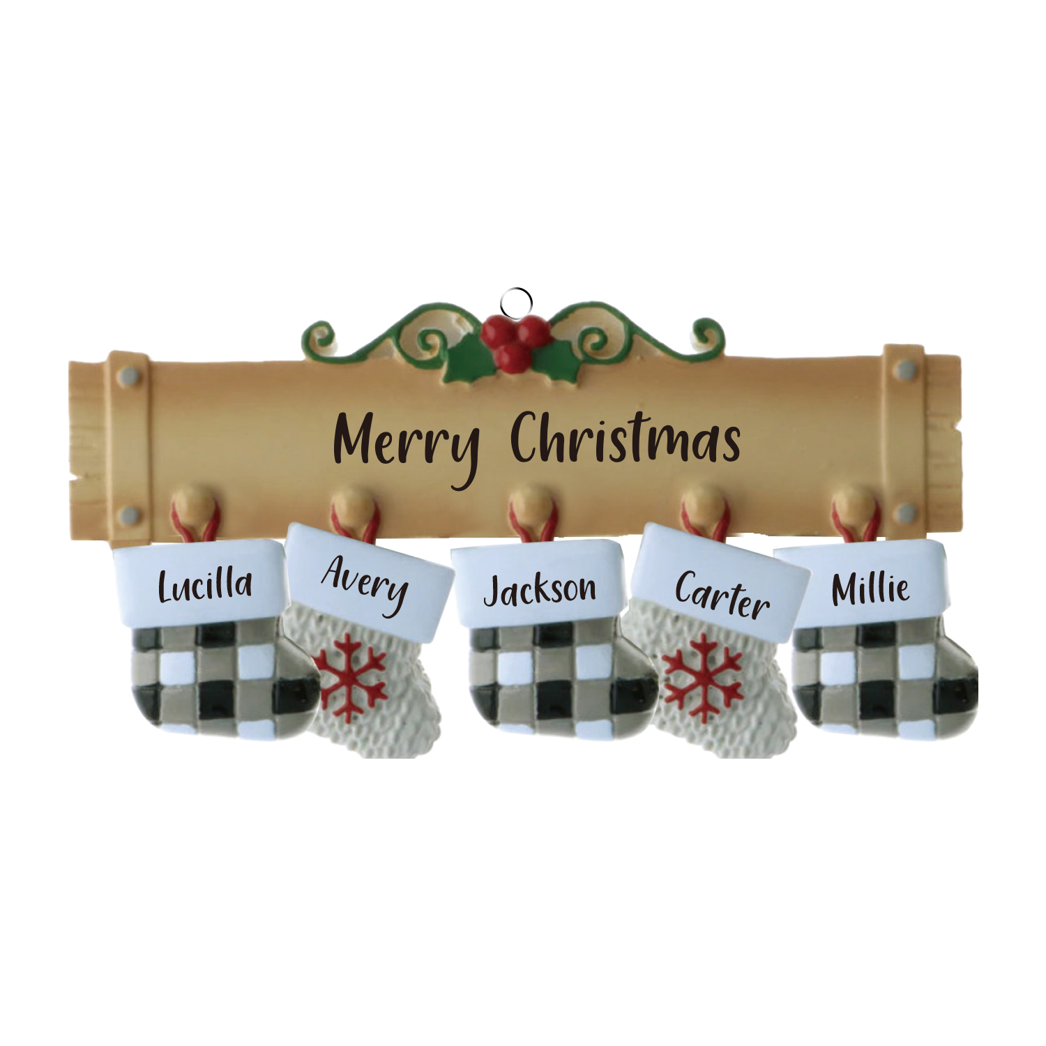 5 Names - Personalised Christmas Stockings Ornaments Customised Name & Text Christmas Decor Wooden Gifts for Family Friends-Jessemade AU