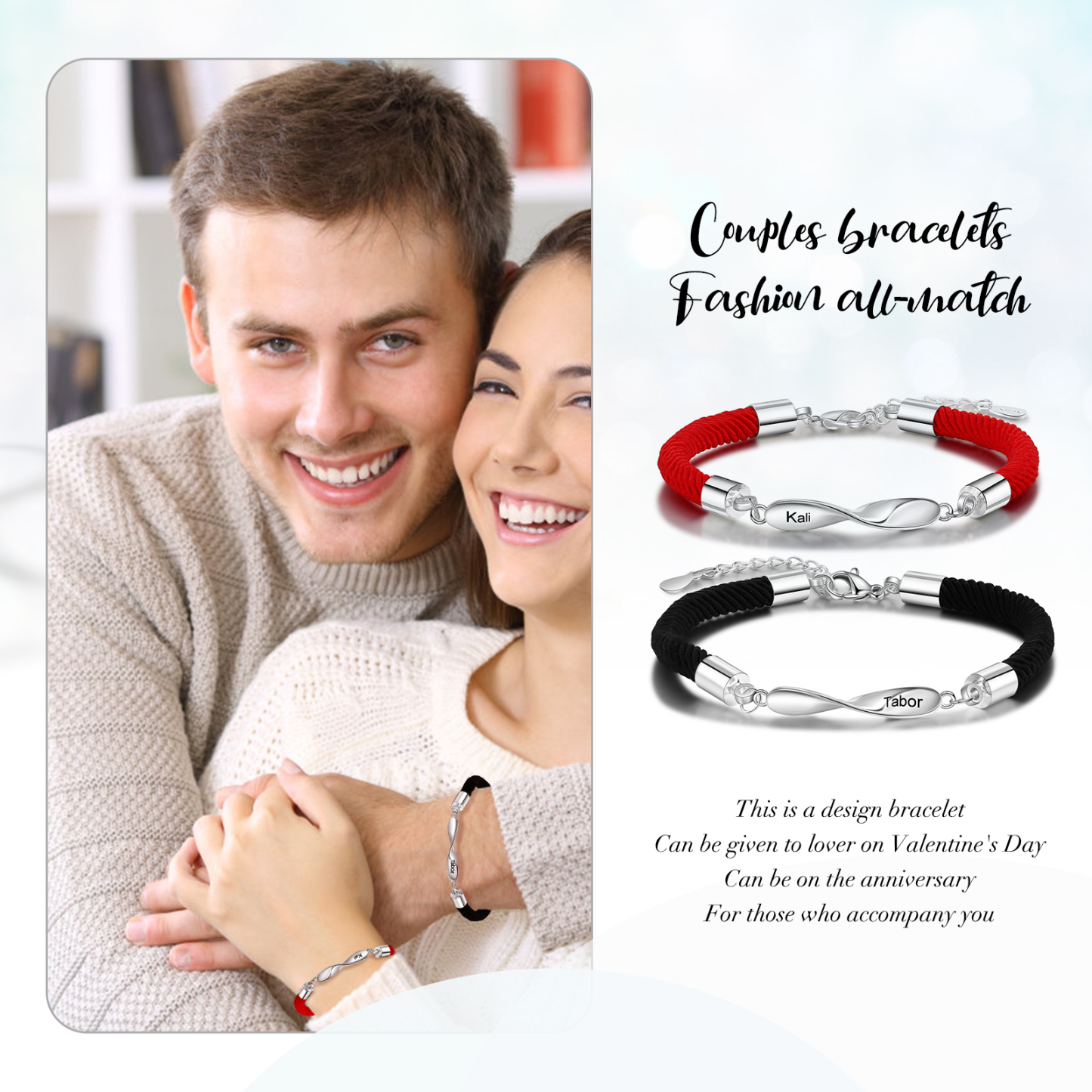 Personalised Braided Couple Bracelet Gifts For Her or Him-Jessemade AU