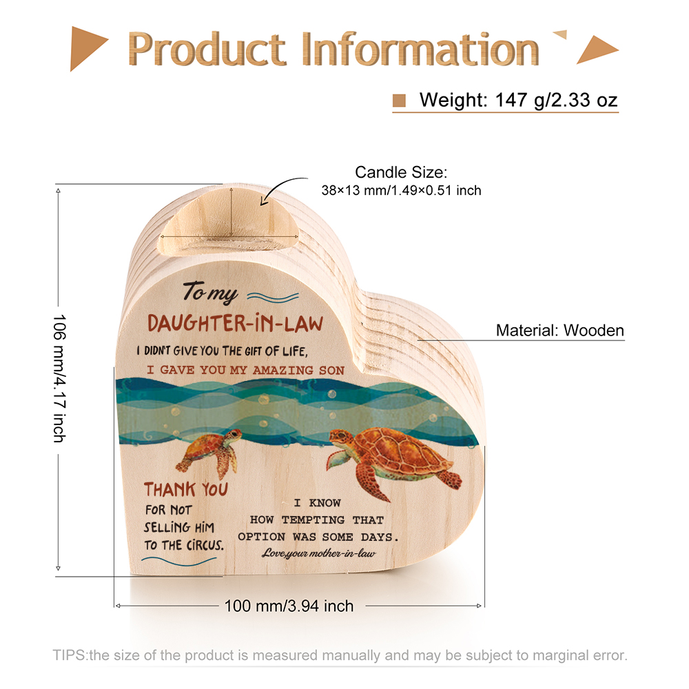To My Daughter-in-law Wooden Heart Candle Holder "I didn't give you the gift of life" Gifts For Daughter-Jessemade AU