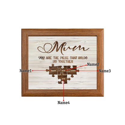 Personalised Mum Puzzle Picture Frame With Light Custom 4 Names Decor Gifts For Mother - You are the piece that holds us together-Jessemade AU
