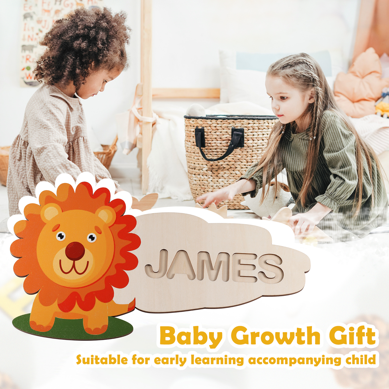 Customised Lion Kid's Wooden Name Puzzle Toy for Toddlers Early Learning Child Toy-Jessemade AU