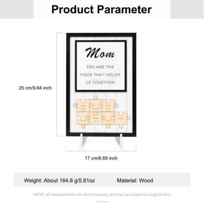 Mom Puzzle Sign Personalised 7 Names Wooden Sign Family Gifts-Mom You Are the Piece that Holds Us Together-Jessemade AU