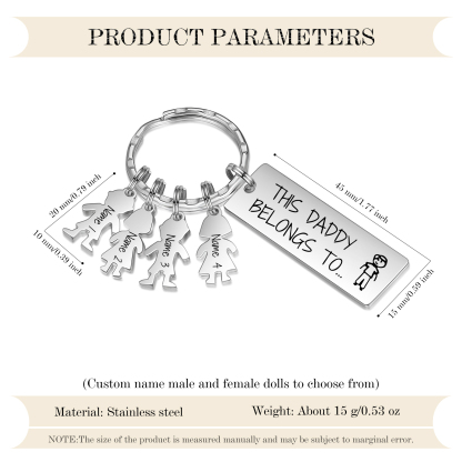 Personalised Keychain with 4 Kid Charms Father's Day Gift "This Daddy Belongs To" Custom Family Keyring-Jessemade AU