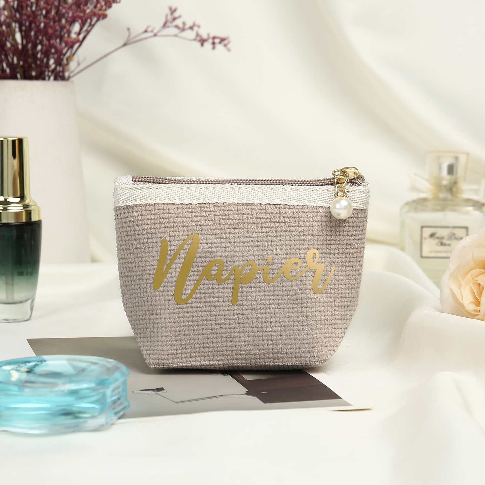 Personalised Name Cosmetic Bag Custom Makeup Bag Zipper Storage Bag Gifts for Ladies Girls-Jessemade AU