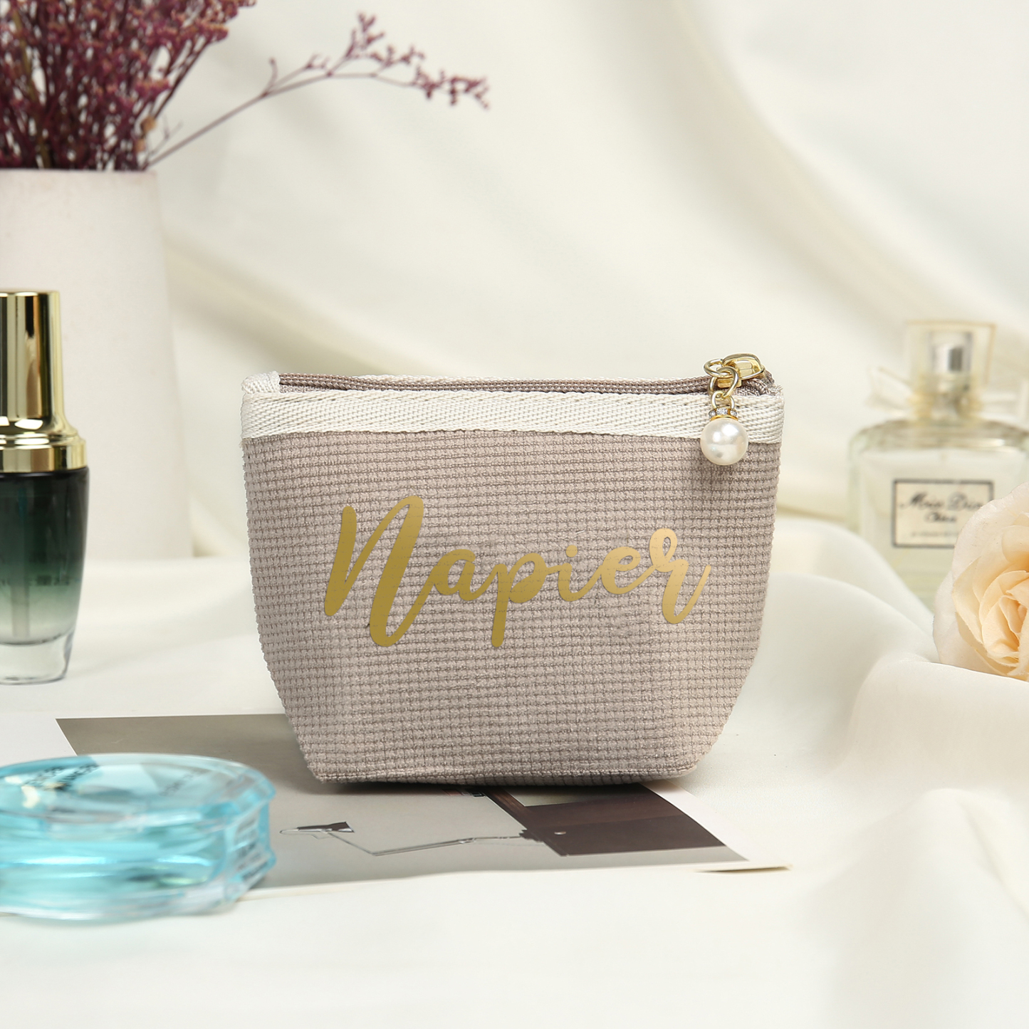 Personalised Name Cosmetic Bag Custom Makeup Bag Zipper Storage Bag Gifts for Ladies Girls-Jessemade AU