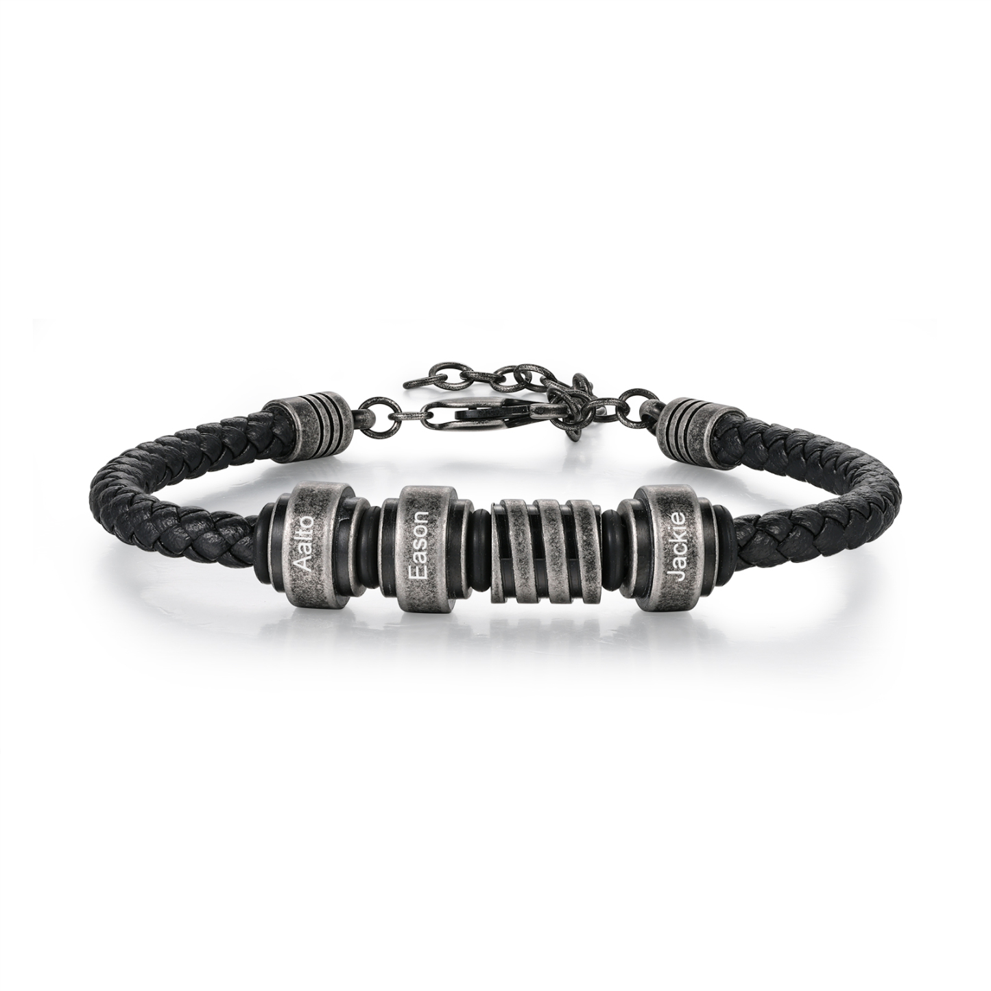 Personalised Men's Leather Bracelet Engraved 3 Names Adjustable Bracelet Vintage Gift for Him-Jessemade AU