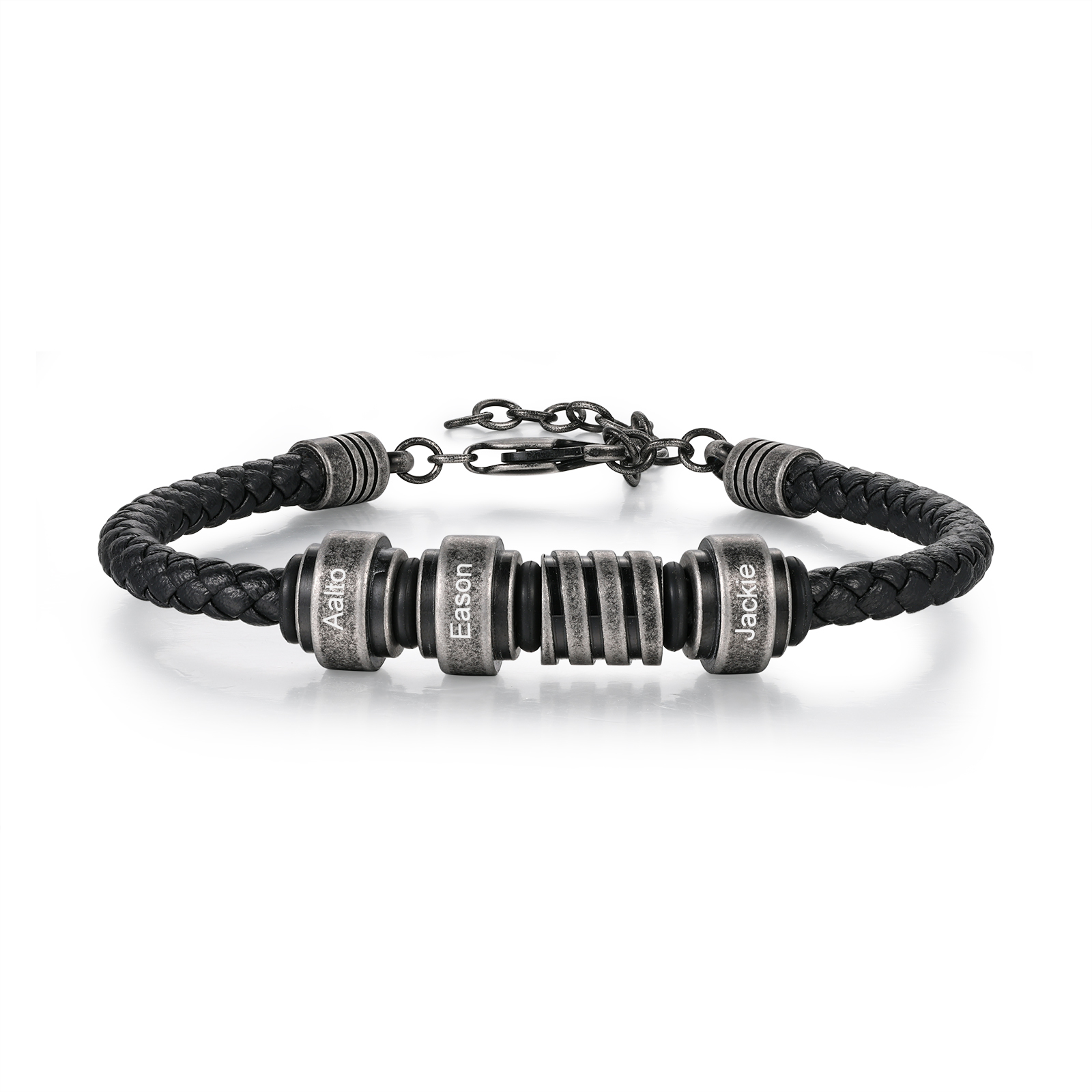 Personalised Men's Leather Bracelet Engraved 3 Names Adjustable Bracelet Vintage Gift for Him-Jessemade AU