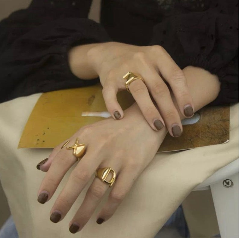 Personalised Name Ring Custom 1 Letter Name Ring Gifts For Women-Jessemade AU