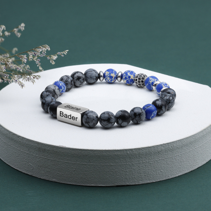 Personalised Round Beads Bracelet Custom Names Men's Bracelet Gifts For Him-Jessemade AU