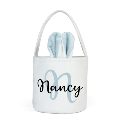 Personalised Bunny Tote Bag Customised with Name & Letter Bucket Bag Bunny Basket Easter Gifts-Jessemade AU