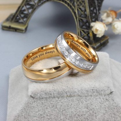 To My Man Ring Personalised Couple Ring Engrave Love Message Matching Rings Valentine's Day Gift for Him-Jessemade AU