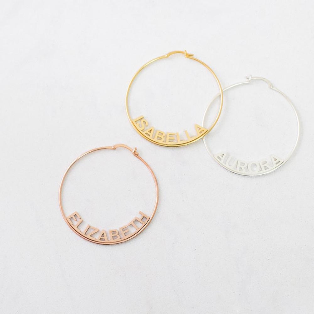 Personalised Name Hoop Earrings Circle Hoops Gifts for Her-Jessemade AU