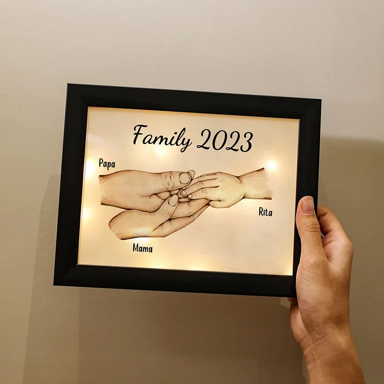 Personalised Family Holding Hands Picture Frames With Light Custom 3 Names Home Decor Gifts-Jessemade AU