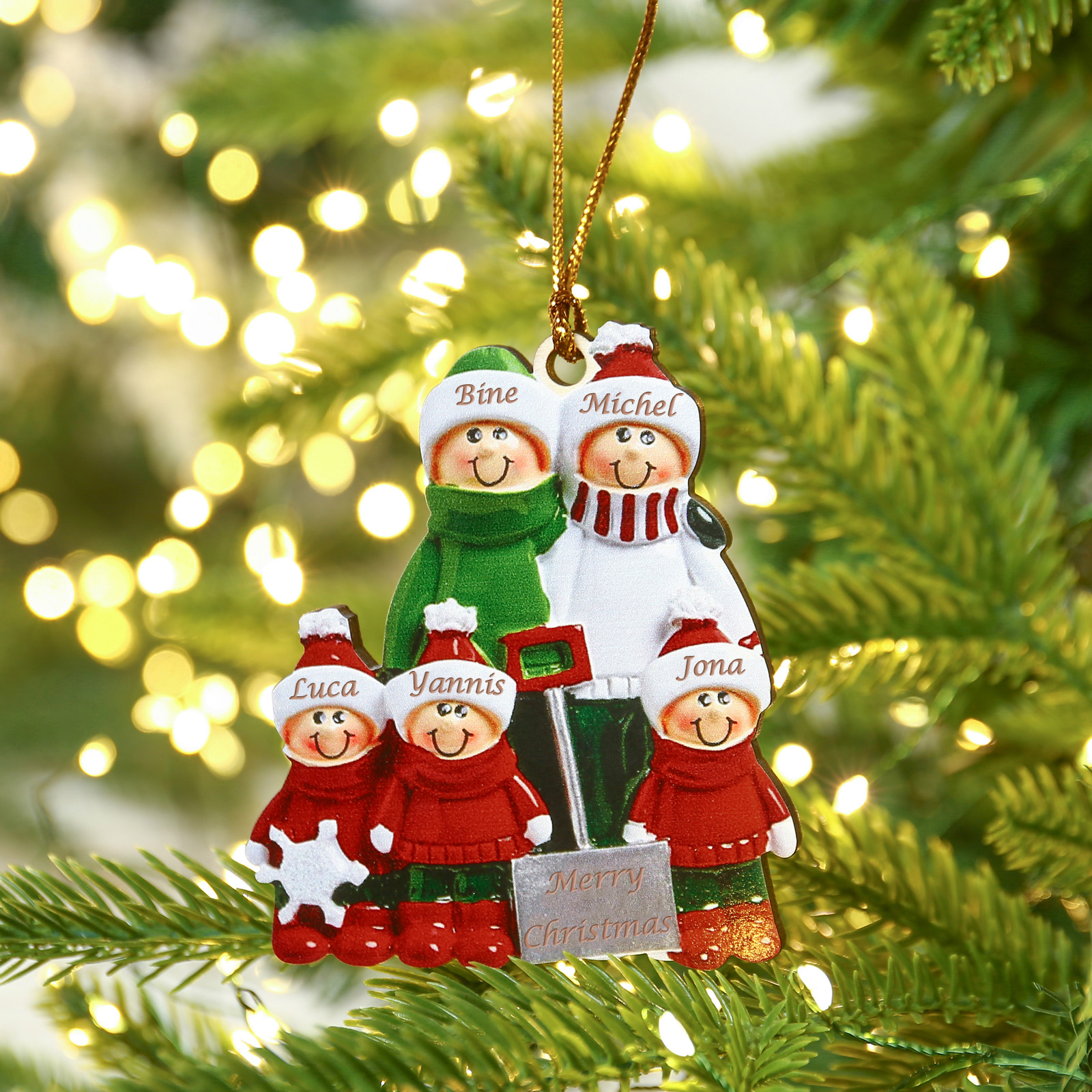 5 Names - Personalised Christmas Tree Ornaments Wooden Christmas Decor with Name Gifts for Family Friends-Jessemade AU