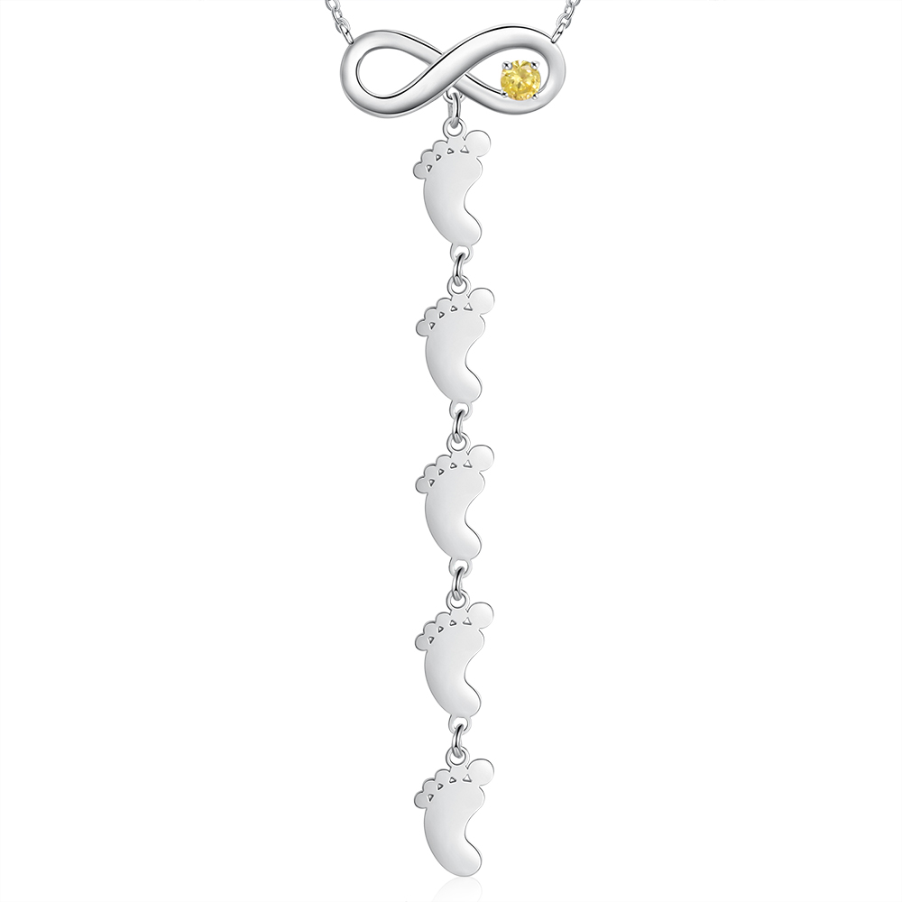 Mother's Day Gifts Personalised Infinity Baby Feet Mother Necklace Engraved 5 Names Necklace Gifts For Mom-Jessemade AU