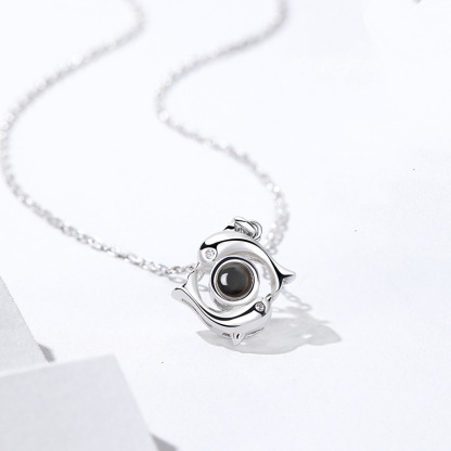 100 Languages Projection Necklace Engraved  " I LOVE YOU" Dolphin Necklace Valentines Day Gifts For Her-Jessemade AU