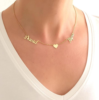 Personalised Necklace With Heart Custom 2 Names Necklace Gift For Women-Jessemade AU