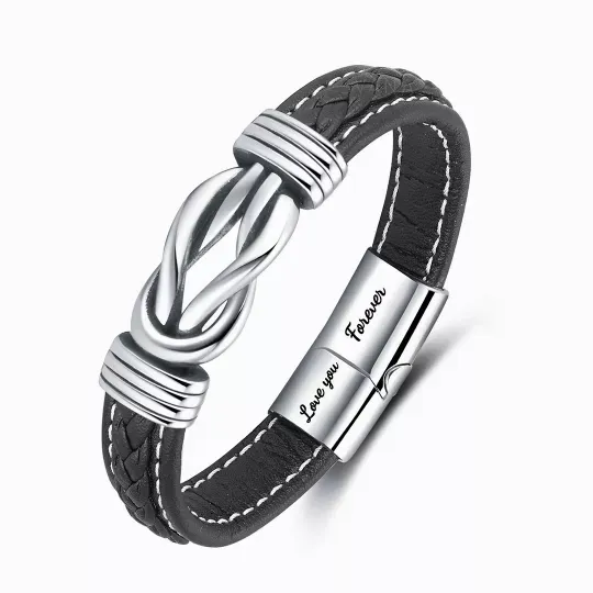 To My Man Love You Forever Leather Knot Linked Bracelet-Jessemade AU