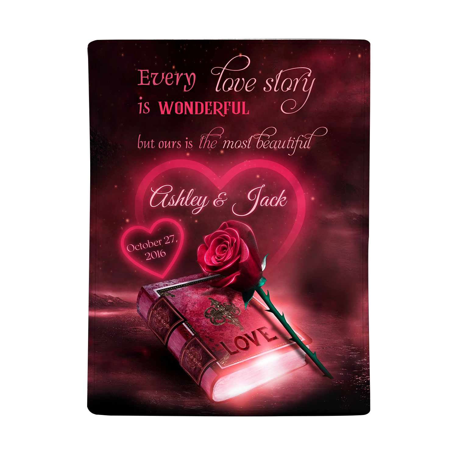 Personalised Couple Blanket Customised 2 Names & Date Blanket Rose Valentine's Day Anniversary Gift for Couples-Jessemade AU