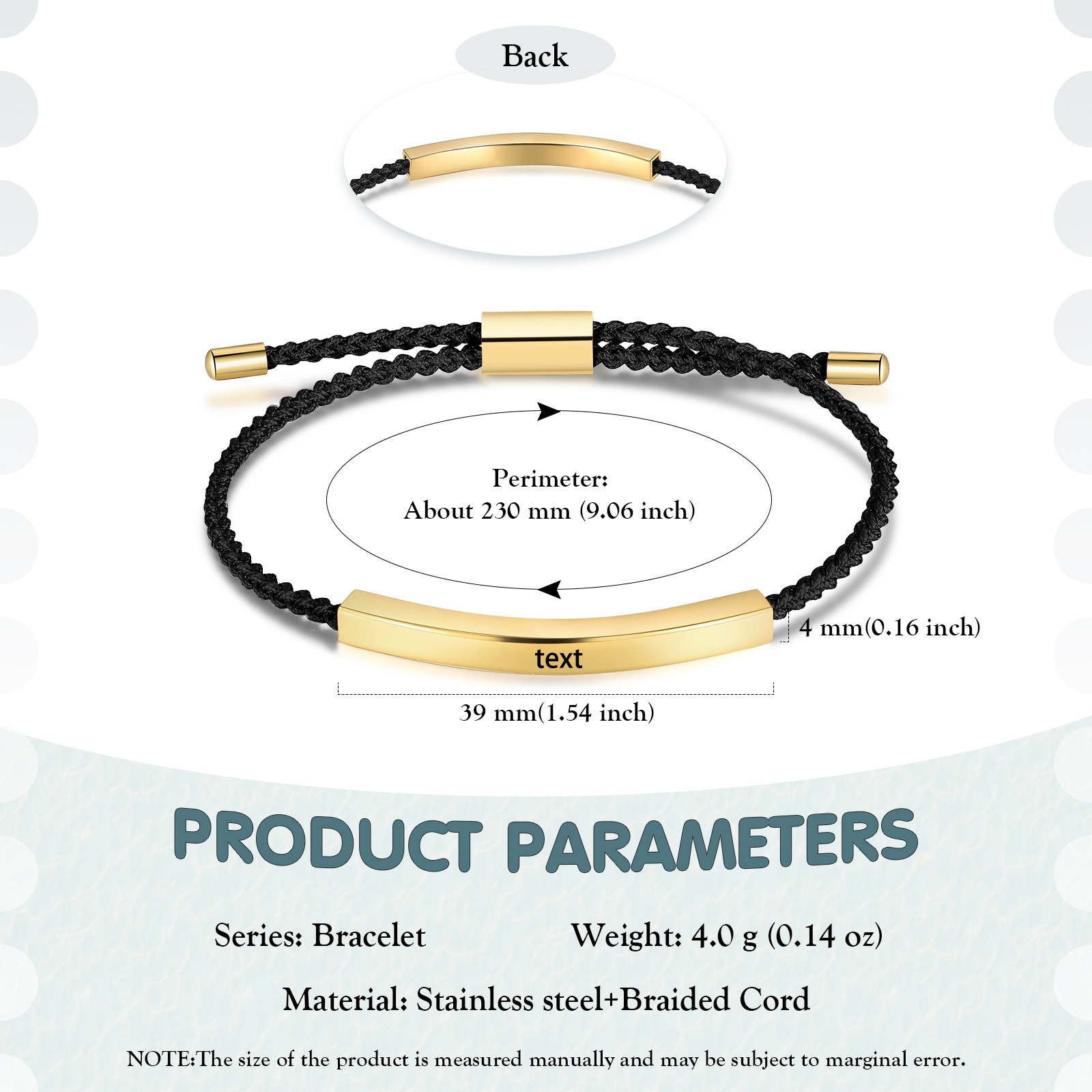 Personalised Text Bracelet Set Adjustable Bracelet with Message Card Gift for Wife/Girlfriend-Jessemade AU