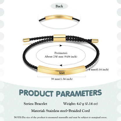 Personalised Text Bracelet Set Adjustable Bracelet with Message Card Gift for Wife/Girlfriend-Jessemade AU