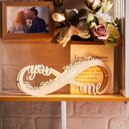 Custom Infinity You and Me Night Light Engraved 2 names Wood Lamp Home Decoration Gift-Jessemade AU