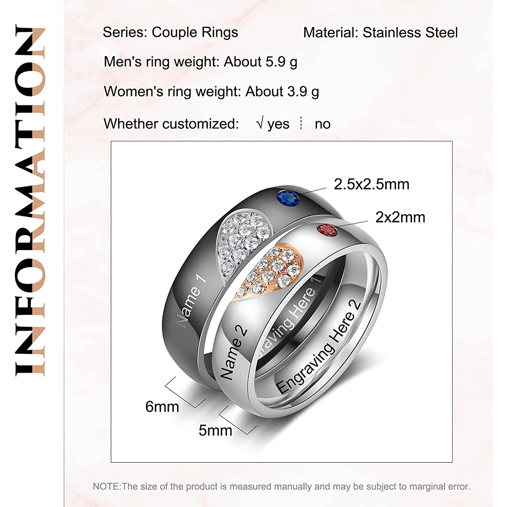 Customised Couple Ring Engrave Love Message Matching Rings Gift for Couple Friends BBF-Jessemade AU