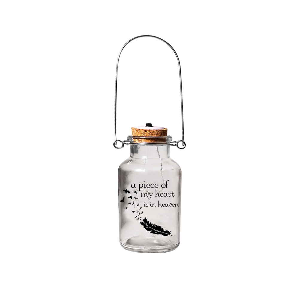 Memorial Jar Night Light - A Piece Of My Heart Is In Heaven - LED Lamp Memorial Bottle-Jessemade AU