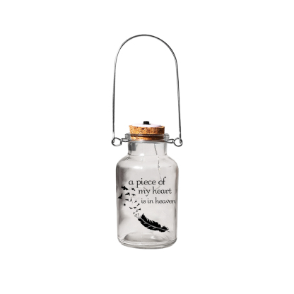 Memorial Jar Night Light - A Piece Of My Heart Is In Heaven - LED Lamp Memorial Bottle-Jessemade AU