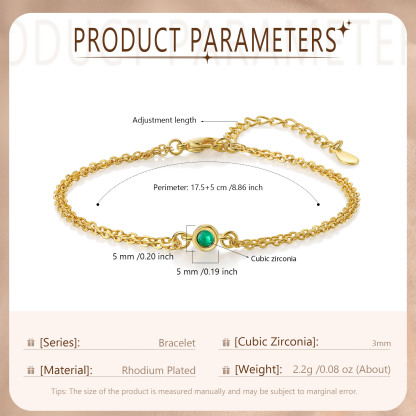 Personalised Bracelet Custom 1 Birthstone Adjustable Bracelet Gifts for Ladies Girls-Jessemade AU